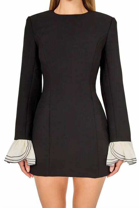 ENDLESS ROSE Dresses & Skirts - NEW ENDLESS ROSE ruffle detail long sleeve minidress in black